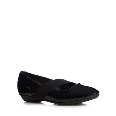 Black patent elasticated band wide fit flat shoes